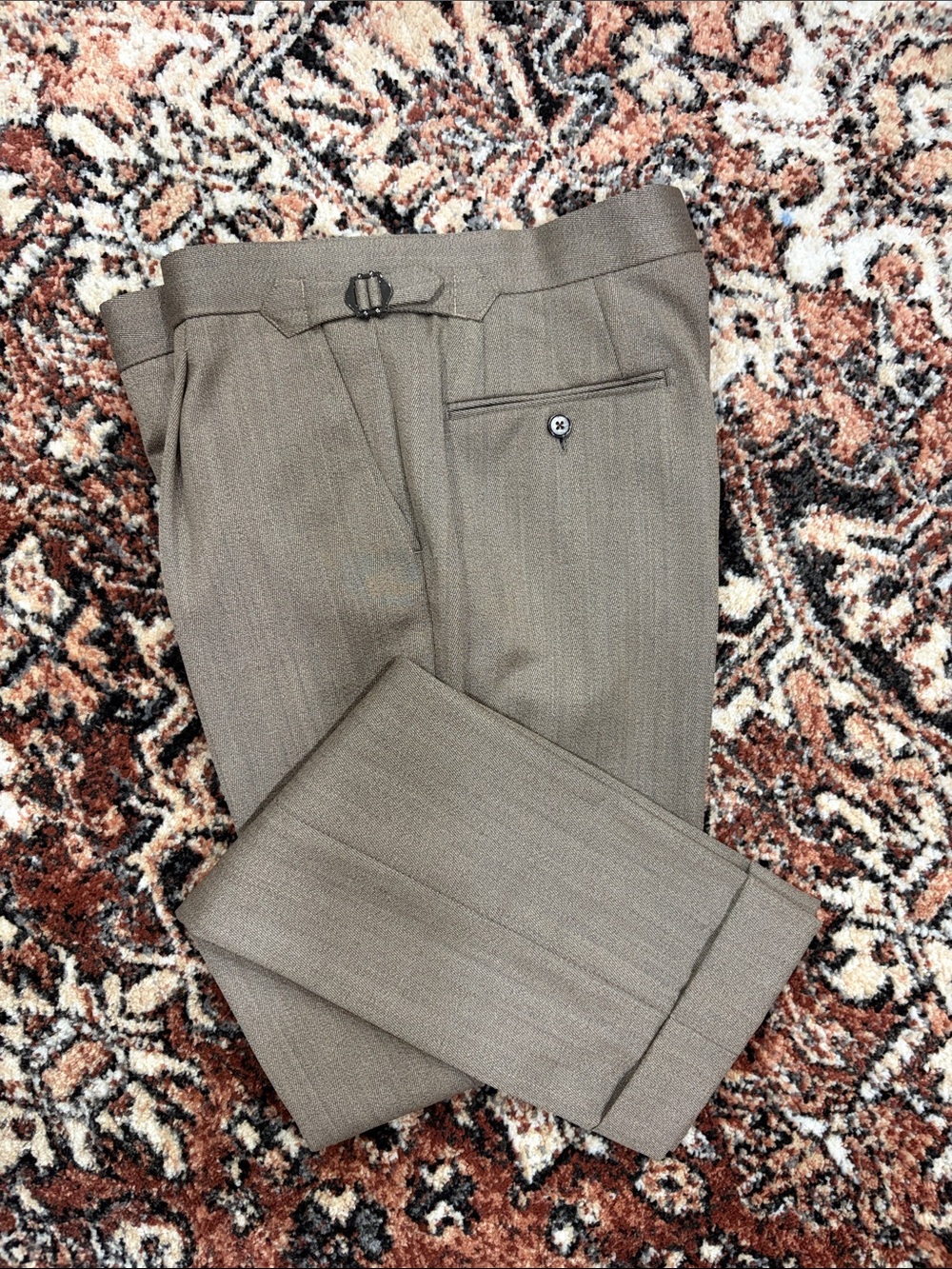 Men's Classic Taupe brown Dress Pants - slim fit covert wool spier mackay